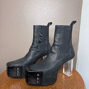 Rick Owens Black Grilled Platforms Chelsea Boots